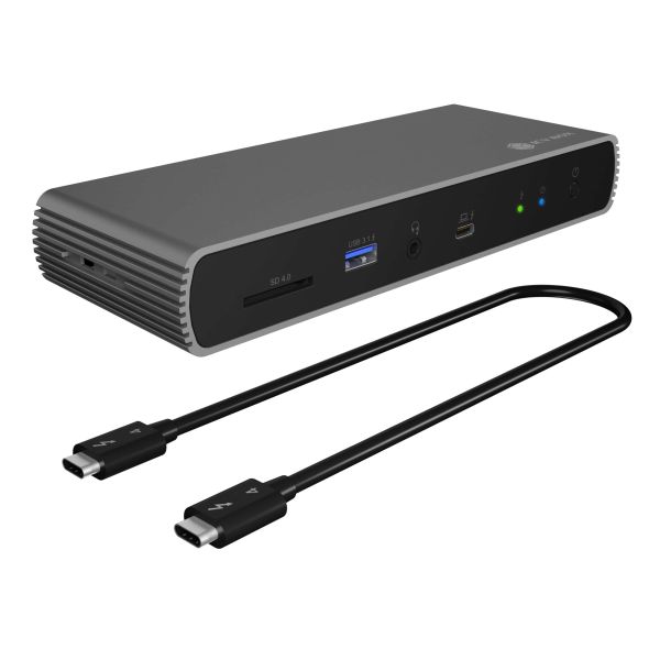 ICY BOX IB-DK8801-TB4 Bedraad Thunderbolt 4 Antraciet, Zwart (IB-DK8801-TB4)
