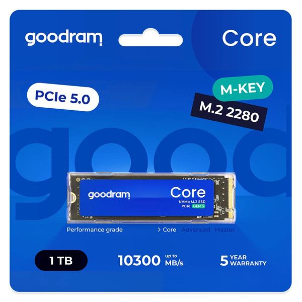 Goodram SSDR-GRC01-1K0-80 internal solid state drive 1 TB M.2 PCI Express 5.0 NVMe 3D NAND (SSDR-GRC01-1K0-80) Goodram SSDR-GRC01-1K0-80 internal solid state drive 1 TB M.2 PCI Express 5.0 NVMe 3D NAND (SSDR-GRC01-1K0-80)