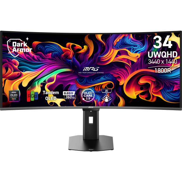 MSI MPG 341CQR QD-OLED X36 computer monitor 86,4 cm (34") 3440 x 1440 Pixels UltraWide Quad HD Zwart (MPG 341CQR QD-OLED)