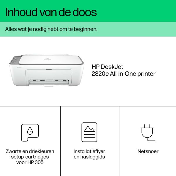 HP DeskJet 2820e Draadloos All-in-One Kleur Printer, Kopieerapparaat, scanner (588K9B#686)