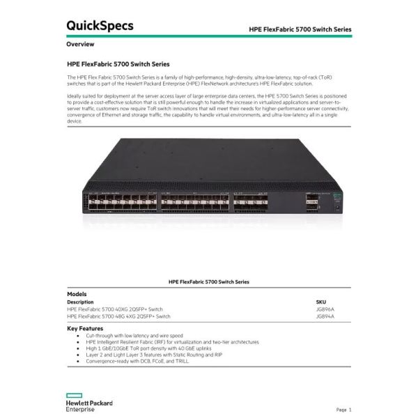 HP FlexFabric 5700-32XGT-8XG- (JG898A-RFB)