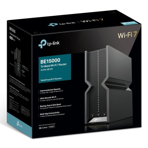 TP-Link Archer BE700 draadloze router Multi-Gigabit Ethernet Tri-band (2,4 GHz / 5 GHz / 6 GHz) Zwart (ARCHER BE700) TP-Link Archer BE700 draadloze router Multi-Gigabit Ethernet Tri-band (2,4 GHz / 5 GHz / 6 GHz) Zwart (ARCHER BE700)