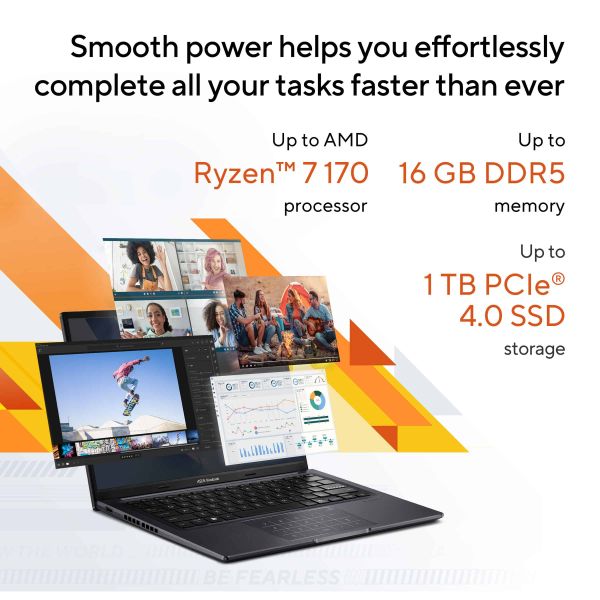 ASUS Vivobook 14 M1405NAQ-LY025W AMD Ryzen™ 7 170 Laptop 35,6 cm (14") WUXGA 16 GB DDR5-SDRAM 512 GB SSD Wi-Fi 6 (802.11ax) Windows 11 Home Nederlands Zwart (90NB1851-M000X0)