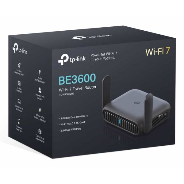 TP-Link BE3600 Wi-Fi 7 draadloze router 2.5 Gigabit Ethernet Dual-band (2.4 GHz / 5 GHz) Zwart (TL-WR3602BE)