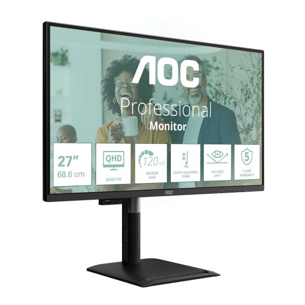 AOC Q27P4CV computer monitor 68,6 cm (27") 2560 x 1440 Pixels Quad HD LED Zwart (Q27P4CV)