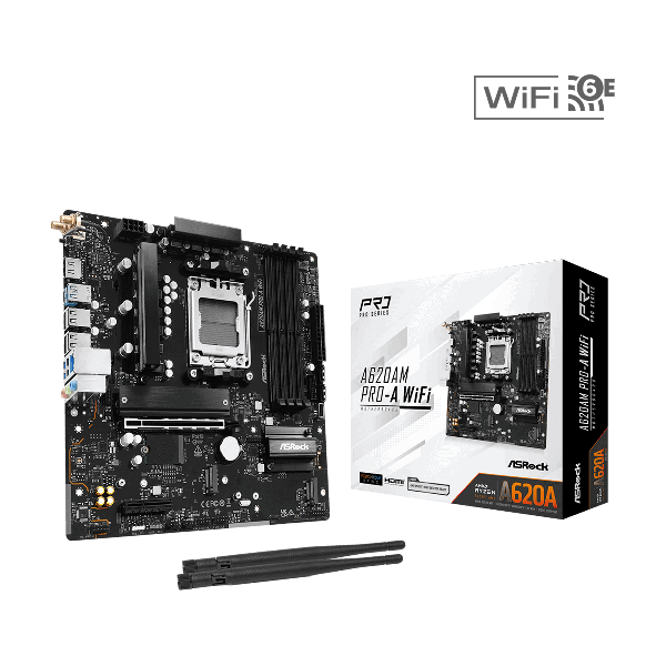 ASRock A620AM PRO-A WiFi Micro-ATX Motherboard (A620AM PRO-A WIFI)