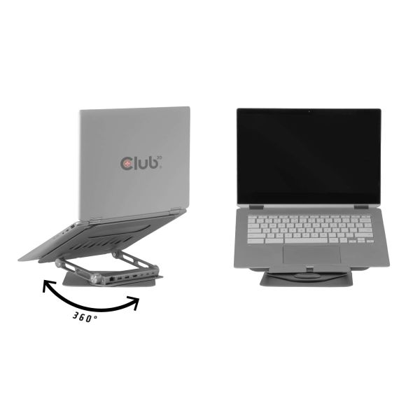 CLUB3D Verstelbare aluminium laptopstandaard met USB-C®-hub (CSV-2554)