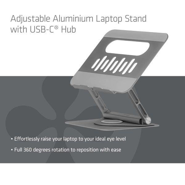 CLUB3D Verstelbare aluminium laptopstandaard met USB-C®-hub (CSV-2554)