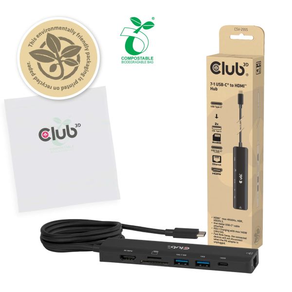 CLUB3D 7-1 USB-C® naar HDMI™-hub (CSV-2555)