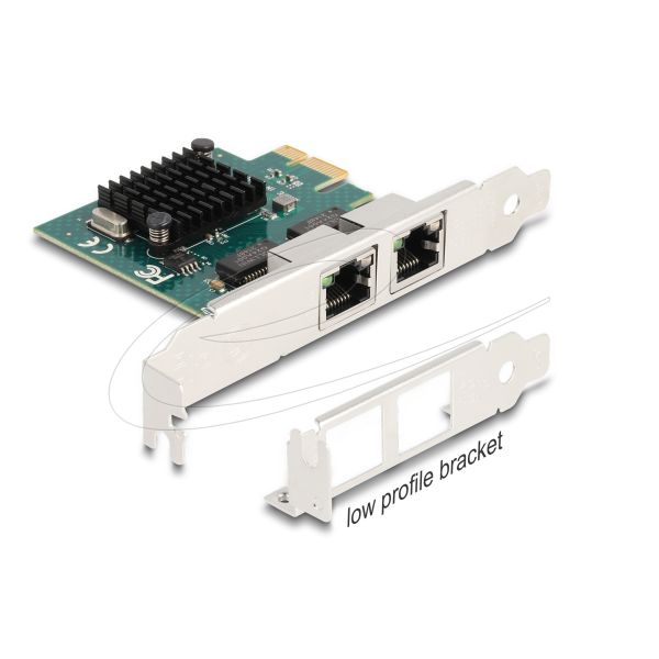 Delock PCIe x1 naar 2x RJ45 Gigabit LAN Kaart (88205)