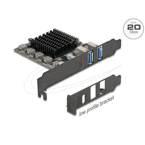 Delock PCI Express x4 Karte zu 1 x USB Type-C+ 2 Typ-A - Low Profile (90891) (90891)