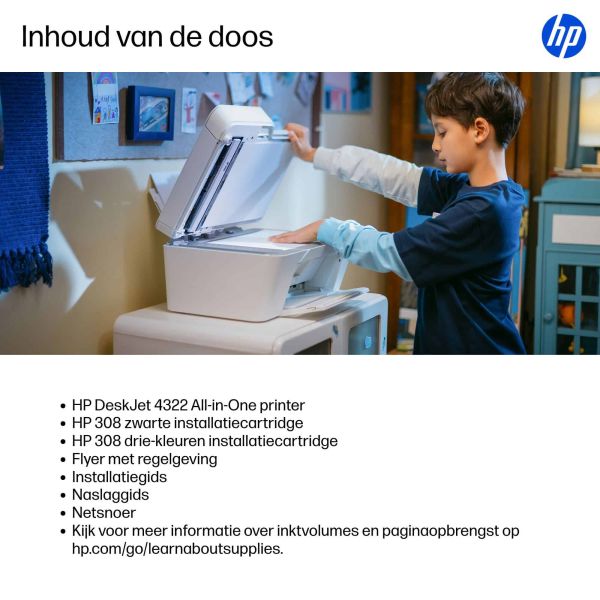 HP DeskJet 4322 Draadloos All-in-One Kleur Printer (A24HNB#629) HP DeskJet 4322 Draadloos All-in-One Kleur Printer