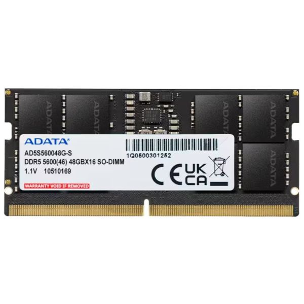 ADATA AD5S560048G-S geheugenmodule 48 GB 1 x 48 GB DDR5 5600 MT/s 262-pin SO-DIMM (AD5S560048G-S)
