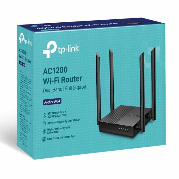 TP-Link ARCHER A64 draadloze router Gigabit Ethernet Dual-band (2.4 GHz / 5 GHz) Zwart (ARCHER A64)