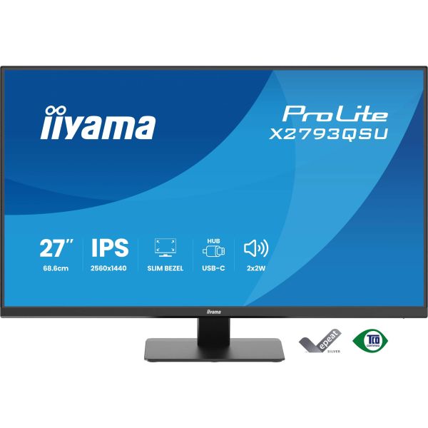 iiyama ProLite X2793QSU-B1 computer monitor 68,6 cm (27") 2560 x 1440 Pixels Quad HD LED Zwart (X2793QSU-B1)