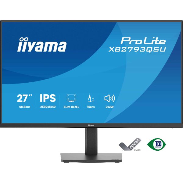 iiyama ProLite XB2793QSU-B1 computer monitor 68,6 cm (27") 2560 x 1440 Pixels Quad HD LED Zwart (XB2793QSU-B1)