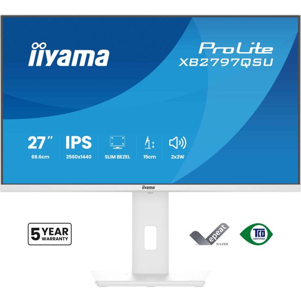 iiyama ProLite XB2797QSU-W1 computer monitor 68,6 cm (27") 2560 x 1440 Pixels Quad HD LED Wit (XB2797QSU-W1)