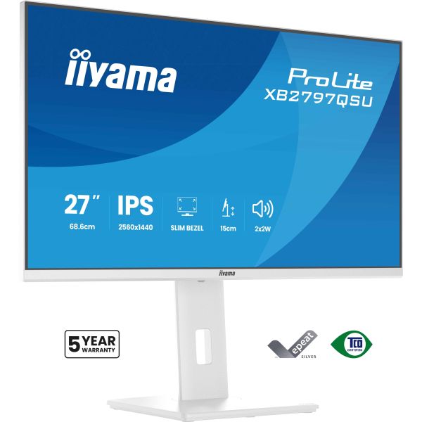 iiyama ProLite XB2797QSU-W1 computer monitor 68,6 cm (27") 2560 x 1440 Pixels Quad HD LED Wit (XB2797QSU-W1)