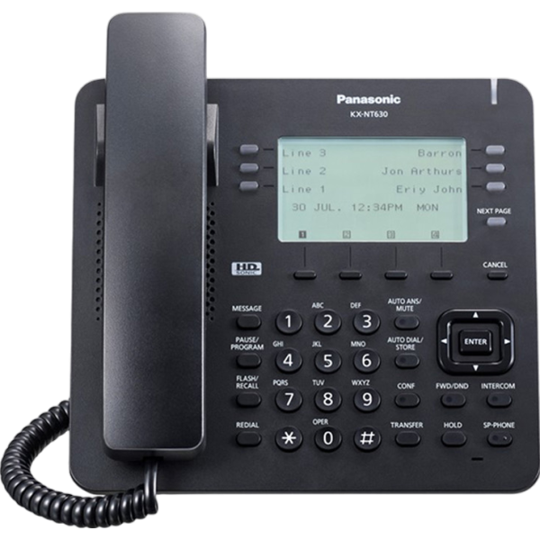 PANASONIC KX-NT630NE-B IP-Systemtelefon schwarz 6 Zeilen LCD Display bel. 6 x 4 flexible Funktionstasten 2,5 mm Headset Buchse P (KX-NT630NE-B)