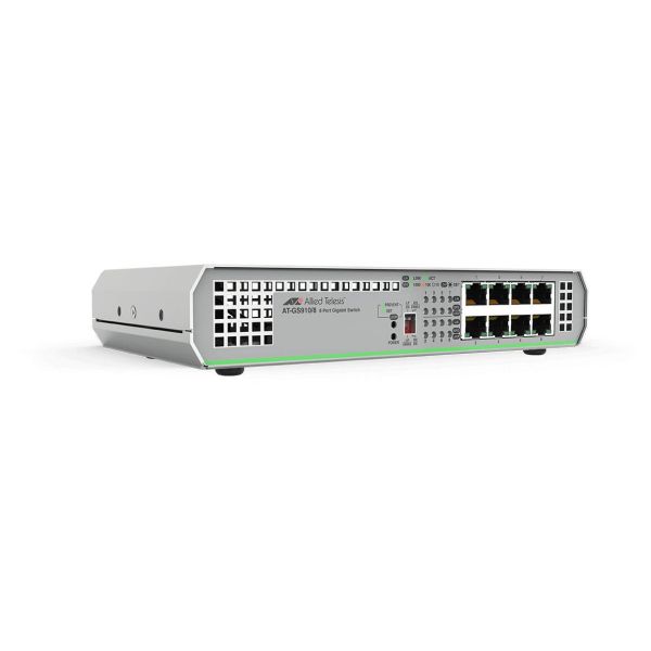 Allied Telesis GS910/8 Unmanaged Gigabit Ethernet (10/100/1000) Grijs (AT-GS910/8-10)