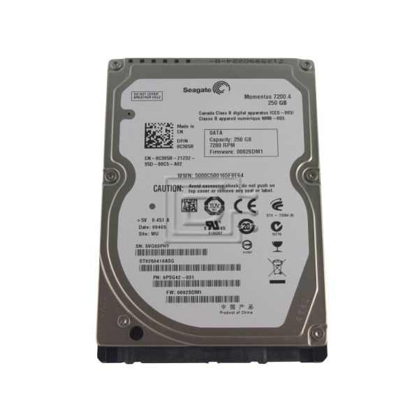 Dell Seagate Momentus 7200 250 GB SATA 2.5" Hard Drive (C385R)