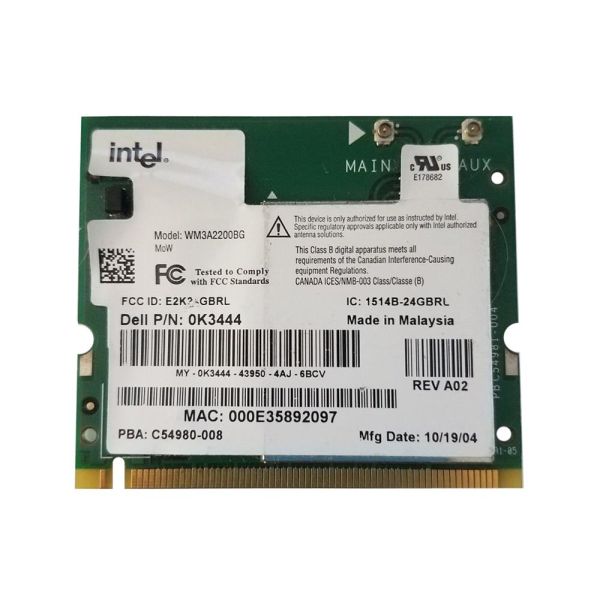 Dell Intel Pro Wireless 2200 WLAN Adapter Mini PCI Express (K3444)