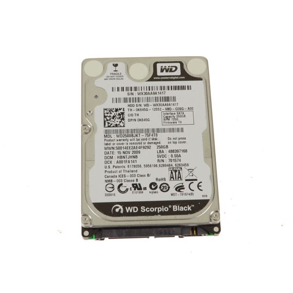 Western Digital WD Scorpio Black 250GB 2.5 inch SATA Hard Drive (K645G)