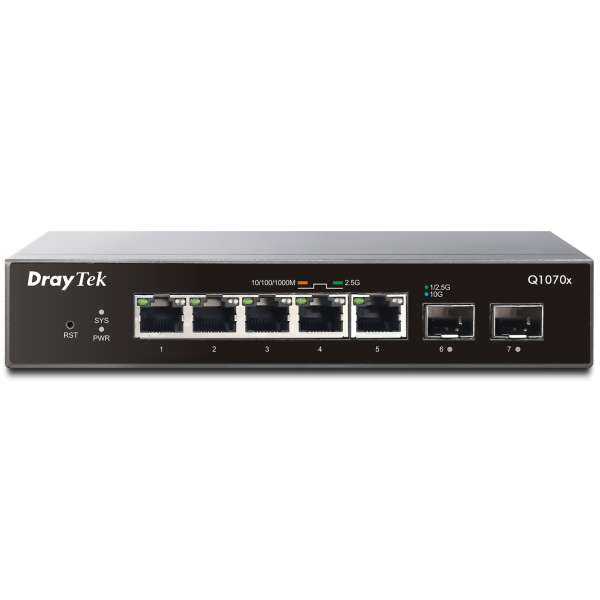 DrayTek VigorSwitch Q1070x Switch met 5x 2.5GBE en 2x SFP+ (VSWITCHQ1070X-DE-AT-CH)