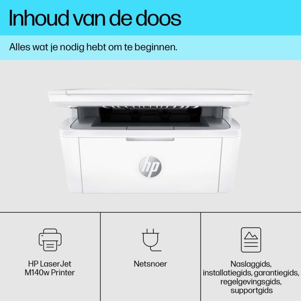 HP LaserJet M140w Draadloos Multifunction Zwart-wit Printer, Kopieerapparaat, scanner (7MD72F)
