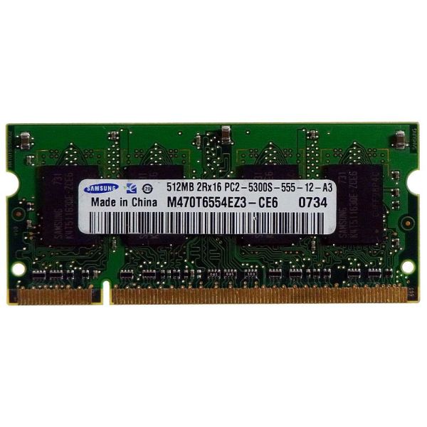 Samsung M470T6554CZ3-CE6 Memory Module - 512MB 2Rx16 DDR2 - 667Mhz - 200-pin SO-DIMM - CL5 - 1.8 Voltage (M470T6554CZ3-CE6)