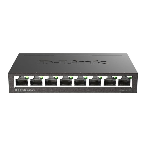 D-Link DGS-108 Unmanaged L2 Gigabit Ethernet (10/100/1000) Zwart (DGS-108)