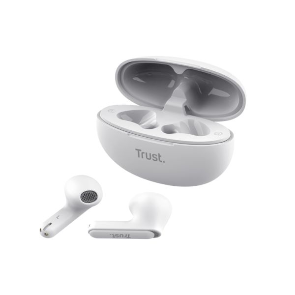 Trust Yavi Headset True Wireless Stereo (TWS) In-ear Oproepen/muziek USB Type-C Bluetooth Wit (25173)