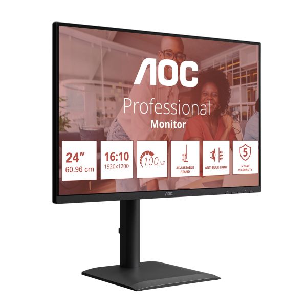 AOC E4 X24E4U computer monitor 61 cm (24") 1920 x 1200 Pixels Full HD LED Zwart (X24E4U)
