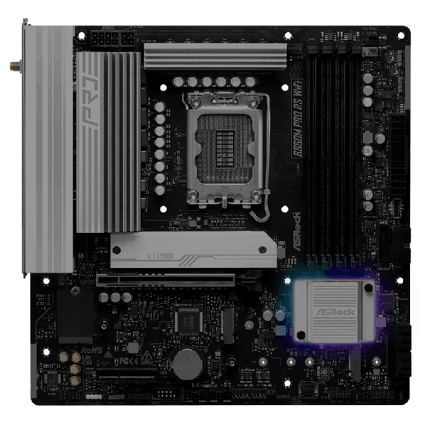 ASRock MB Sc LGA1851 B860M Pro RS WiFi - Intel B860 - 4xDDR5 - 1xDP - 1xHDMI - WiFi - mATX (B860M PRO RS WIFI)