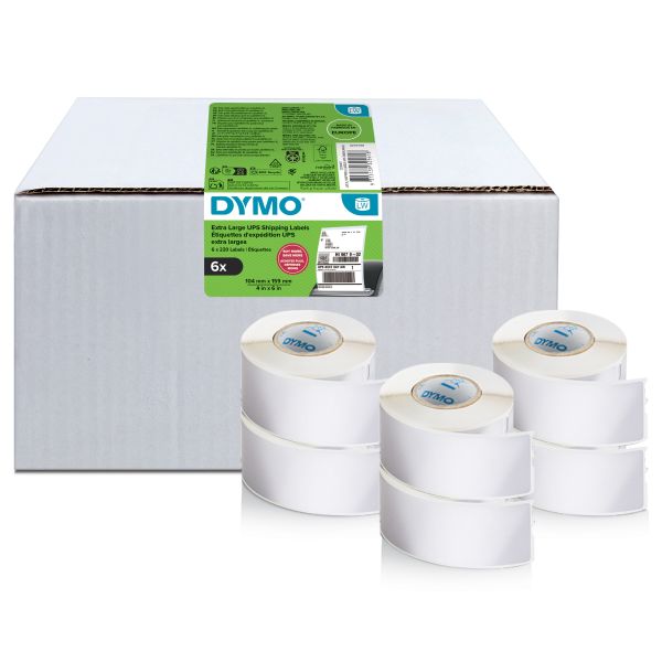 DYMO originele LabelWriter verzendetiketten, extra groot | 104 mm x 159 mm | 6 met elk 220 labels (1.320 zelfklevende etiketten) | Voor de 4XL/5XL LabelWriter labelprinters | Gemaakt in Europa (2238107)