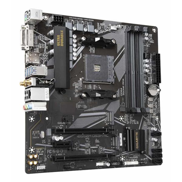 GIGABYTE B550M DS3H AC moederbord AMD B550 Socket AM4 micro ATX (B550M DS3H AC) GIGABYTE B550M DS3H AC moederbord AMD B550 Socket AM4 micro ATX