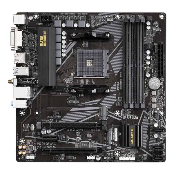 GIGABYTE B550M DS3H AC moederbord AMD B550 Socket AM4 micro ATX (B550M DS3H AC) GIGABYTE B550M DS3H AC moederbord AMD B550 Socket AM4 micro ATX