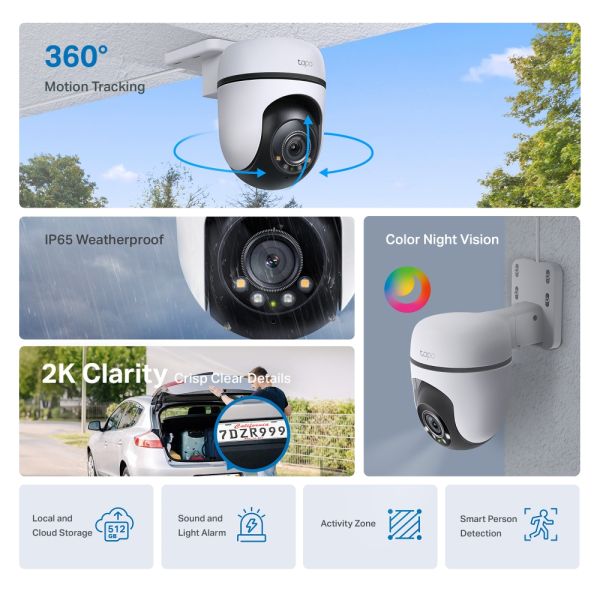 TP-Link Tapo C510W 2K Pan/Tilt Outdoor Camera (C510W)