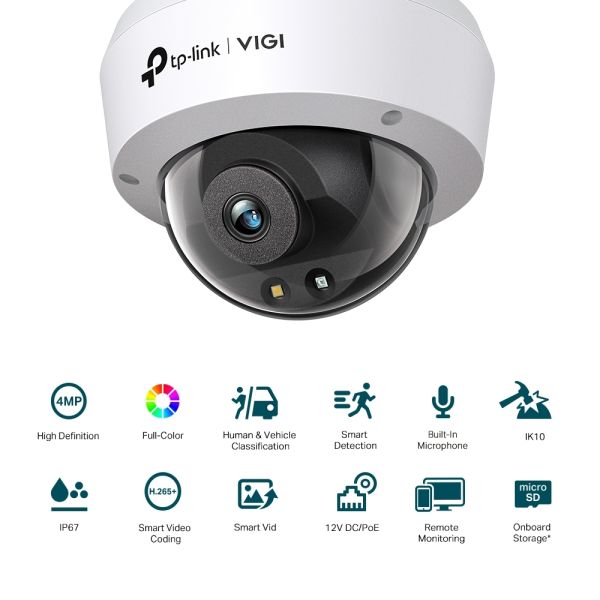 TP-LINK VIGI C240 V1 - Network surveillance camera - pan/tilt - turret - colour (day & night) (VIGIC240(2.8MM))