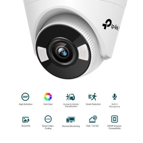 TP-Link VIGI C430, IP Security Camera, Indoor amp Outdoor, Wired, CE/BSMI/VCCI/ONVIF, Ceiling, Black, White (VIGIC430(4MM))