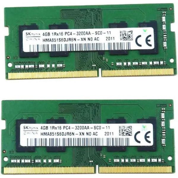 Hynix HMA851S6DJR6N-XN 4GB Memory Module - DDR4 SDRAM - 3200 MHz - Non-ECC - 260 Pin SODIMM - CL22 - PC4-25600 (HMA851S6DJR6N-XN)