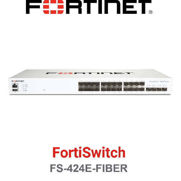 Fortinet Layer 2/3 FortiGate switch controller compatible switch with 24 x GE SFP ports, 4 x 10 GE SFP+ uplinks (FS-424E-FIBER)