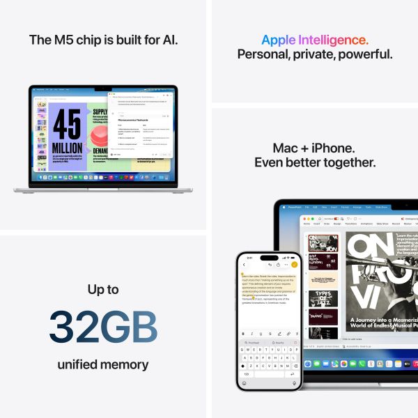 Apple MacBook Air 15.3 inch M5 16GB 1TB zilver (MDVA4N/A)