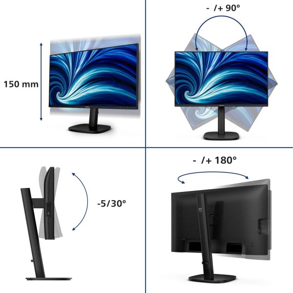 Philips 24B2U3601 computer monitor 60,5 cm (23.8") 2560 x 1440 Pixels Quad HD LCD Zwart (24B2U3601/00)