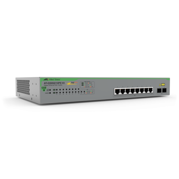 Allied Telesis ALLIED Gigabit webSmart switch 8x 10/100/1000TX + 2x SFP ports EU Power Cord (AT-GS950/10 V2-50)