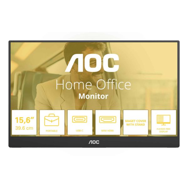 AOC 16T20E2 Draagbare televisie en monitoor Draagbare monitor Zwart 39,6 cm (15.6") LED 1920 x 1080 Pixels (16T20E2)