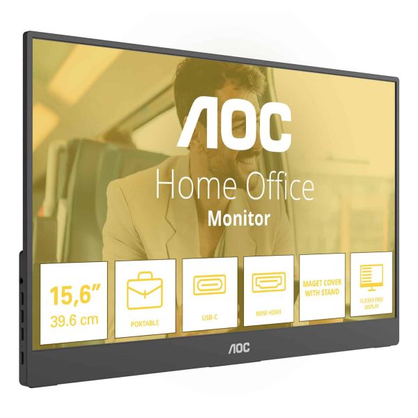 AOC 16T20E2 Draagbare televisie en monitoor Draagbare monitor Zwart 39,6 cm (15.6") LED 1920 x 1080 Pixels (16T20E2)