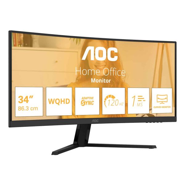 AOC B3 CU34B3E computer monitor 86,4 cm (34") 3440 x 1440 Pixels Wide Quad HD LED Zwart (CU34B3E)