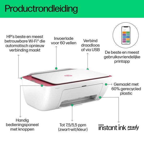 HP DeskJet 2823e Draadloos All-in-One Kleur Printer, Kopieerapparaat, scanner (588R6B#686)