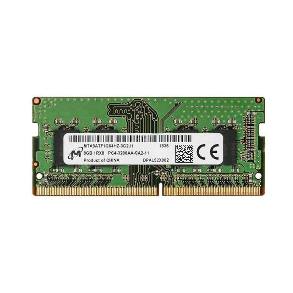 Micron MTA8ATF1G64HZ-3G2J1 8GB Memory Module - DDR4 SDRAM - 3200 MHz - 260 Pin - CL22 - SODIMM - Non-ECC - 1Rx8 - 1.2 Volts (MTA8ATF1G64HZ-3G2J1)